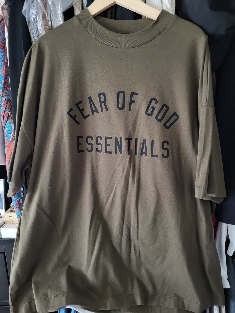 Fear of God ESSENTIALS Olive Crew Neck T-Shirt Size Medium
